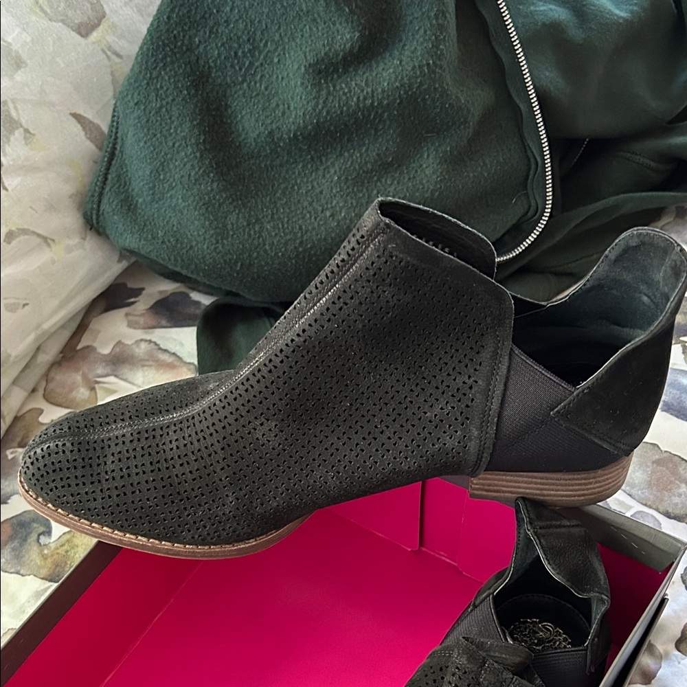 Vince Camuto black Perforated Ankle Boots